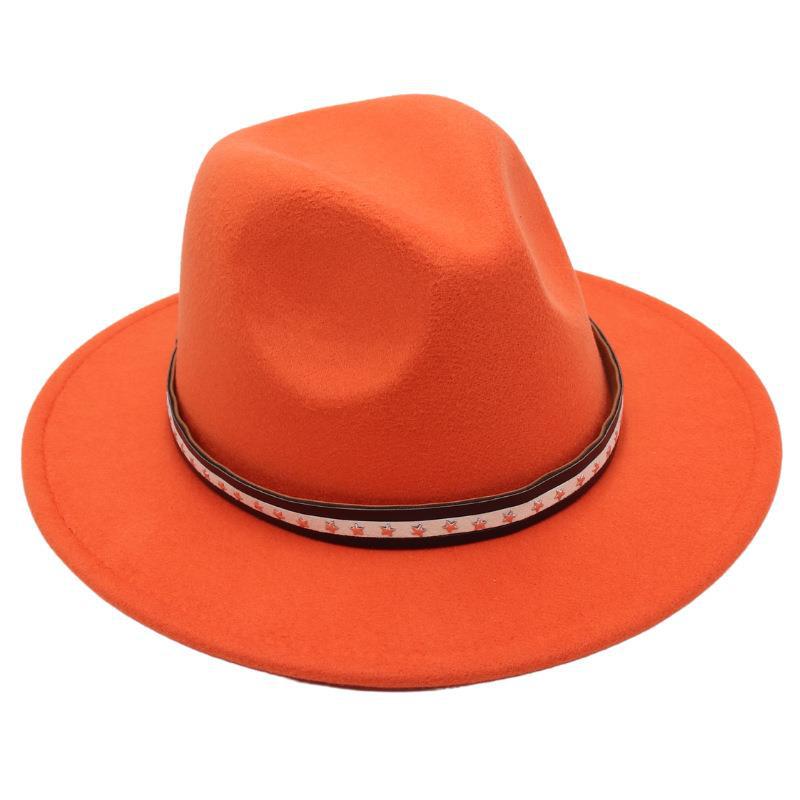 Foreign Trade Retro Top Hat Pentagram Jazz Hat Men'S And Women'S Felt Hat European And American Style Hat Woolen Hat Wool