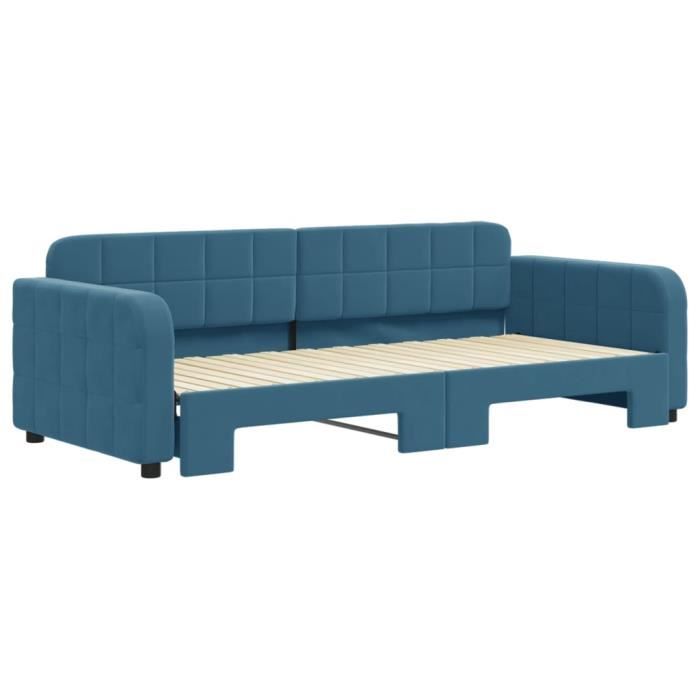 VidaXL Lit de jour avec lit gigogne bleu 90x200 cm velours 3196928