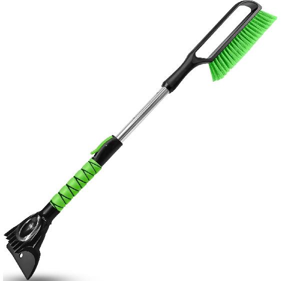 SEAAES 35.5 Inch Snow Brush For Car, Extendable Windshield Ice Scraper With Foam Grip, Snow Scraper Brush For SUV Truck Auto Jeep RV Vehicle Window