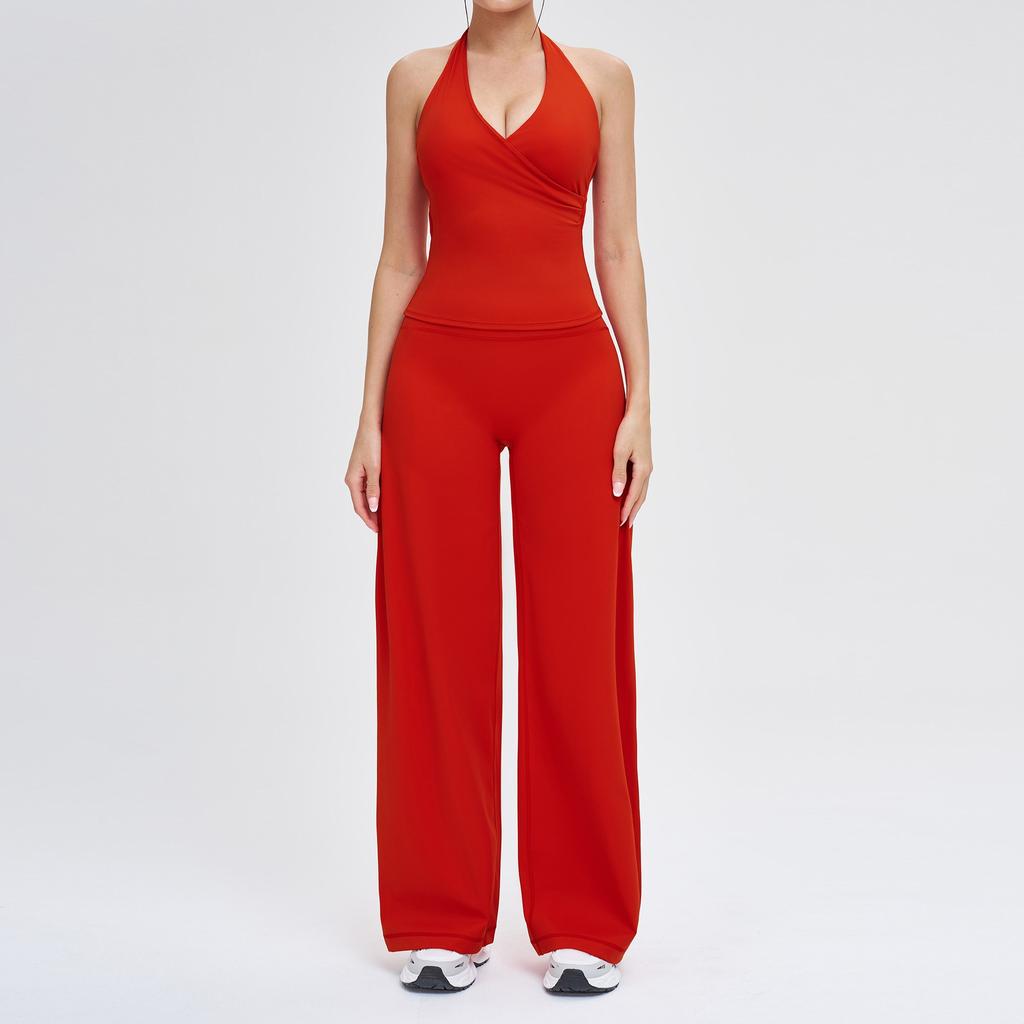 JYL Quick Dry Brushed Yoga Set Hollow Back High Waist Outfit