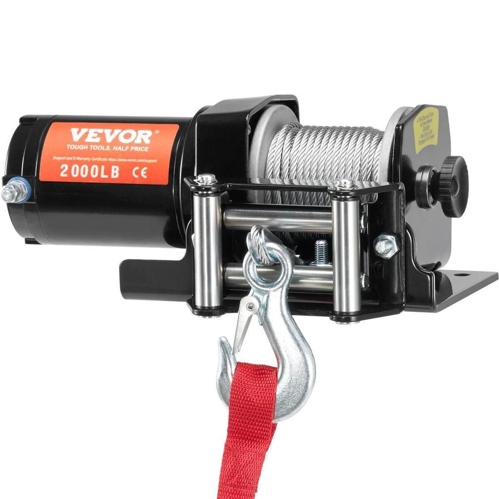 Electric Winch ATV UTV 2000 lb Steel Cable IP 55 Waterproof Wired Control