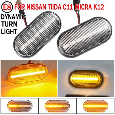 LED Dynamic Turn Signal Light For Nissan Tiida C11 Note E11 Micra K12 NP300 Navara D40 Qashqai J10 Side Mirror Repeater