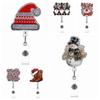 Retractable Christmas Badge Reels Christmas Hat Snowman Elk Alligator Badge Clip  Xmas