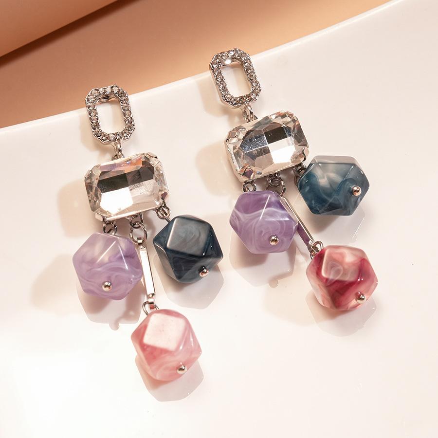 European and American diamond-set metal wind splicing flower earrings light luxury high-end earrings fashionable versatile personalized earrings