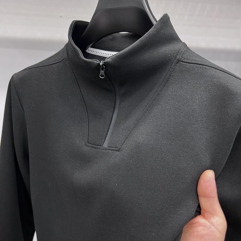 Men's Sweatshirt Solid Color Half Zipper Sweatshirt Men's Long-sleeved Jacket Zipper Base Shirt