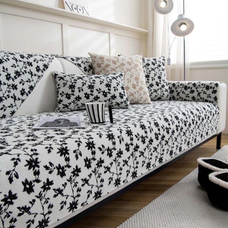 Gardenia Jacquard Sofa Cushion for Living Room Nordic Sofa Cover Chenille Non-slip Couch Cover Sofa Towel Home Protection