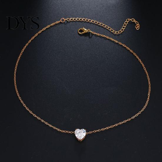 Eleganckie kobiety Serce Rhinestone Wisiorek Łańcuszek Naszyjnik Obojczyk Choker Prezent