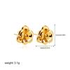 Vintage Polished Multi Layered Petals Ear Studs Stainless Steel Gold Plated Flower Shape Drop Earrings Femal Waterproof Jewelry