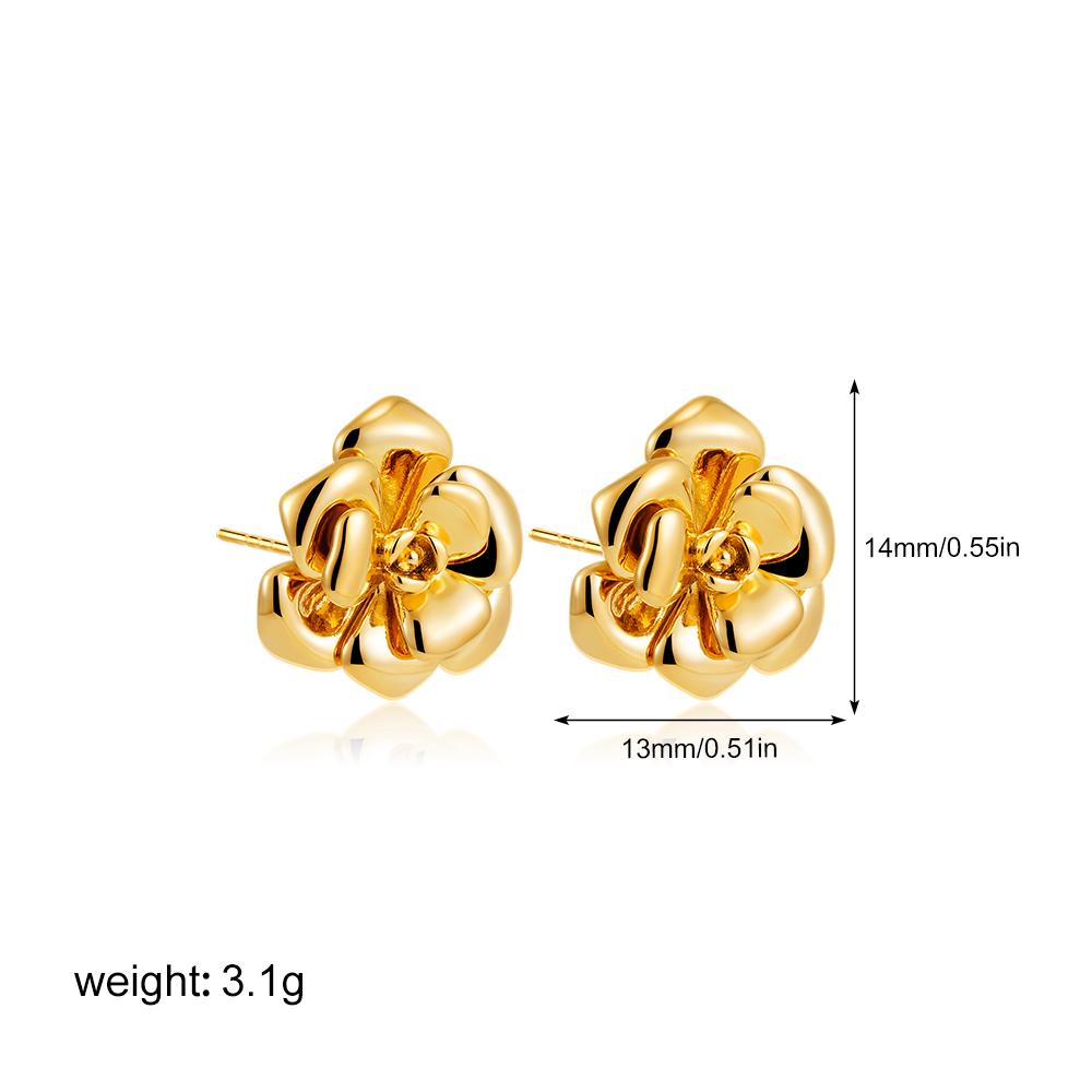 

Vintage Stainless Steel Metal Pearl Flower Stud Earrings for Women Hypoallergenic Stylish Waterproof Statement Jewelry Gift