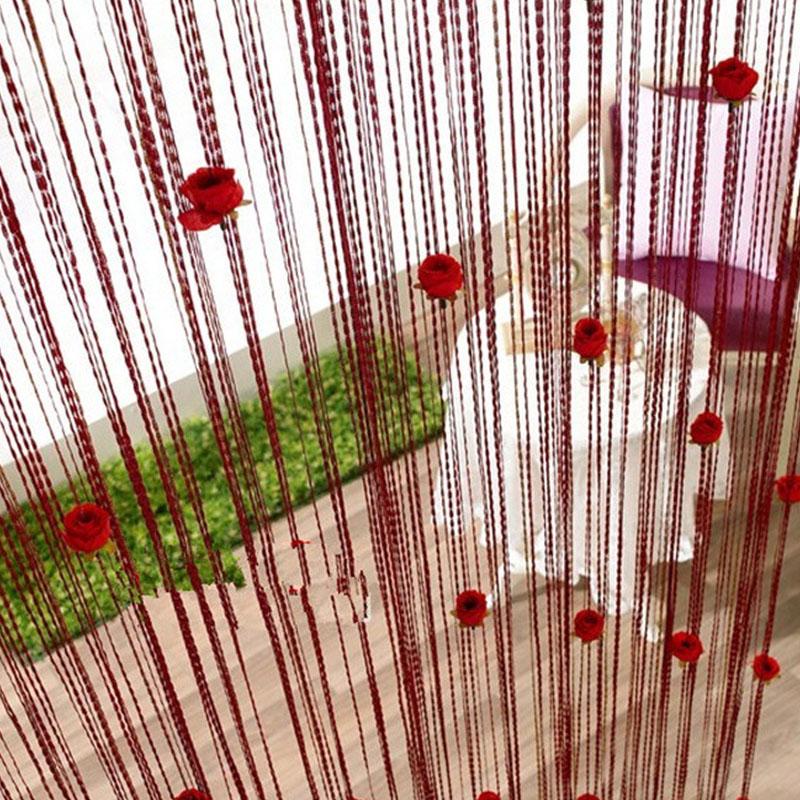 1PC 7 Colors Party Favors Rose Flower Romantic Curtain Silver Silk Line Weddings Accessories