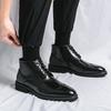 Mens High-Top Casual Brogue Shoes In Color-Block Design PU Leather Round Toe Lace-Up Size 38-44