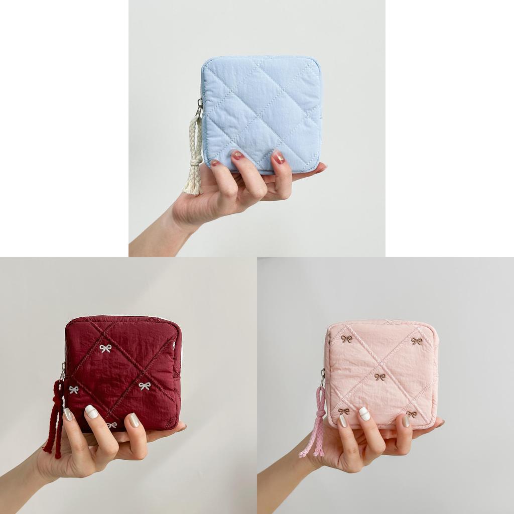 Travel Cosmetic Storage Bag With Butterfly Knot Pattern For Women And Teens