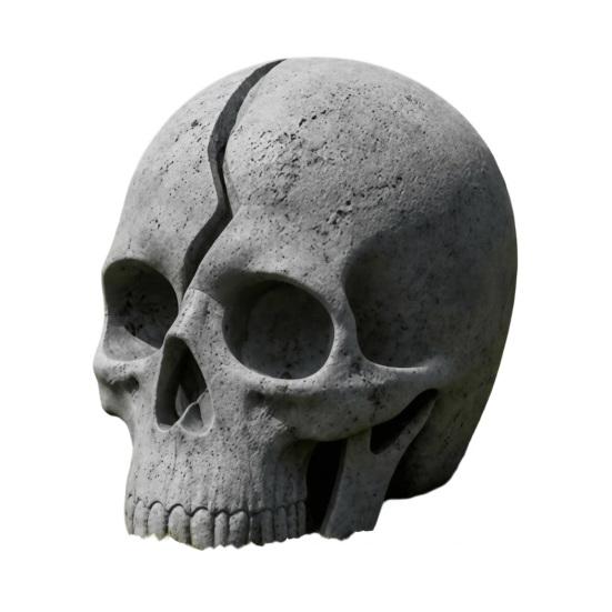 Gothic Theme Garden Statues Cracked Skull Solar Light, Halloween Glowing Outdoor Yard Decor, Spooky Waterproof Easy Installation Lawn Sculptures Lamp