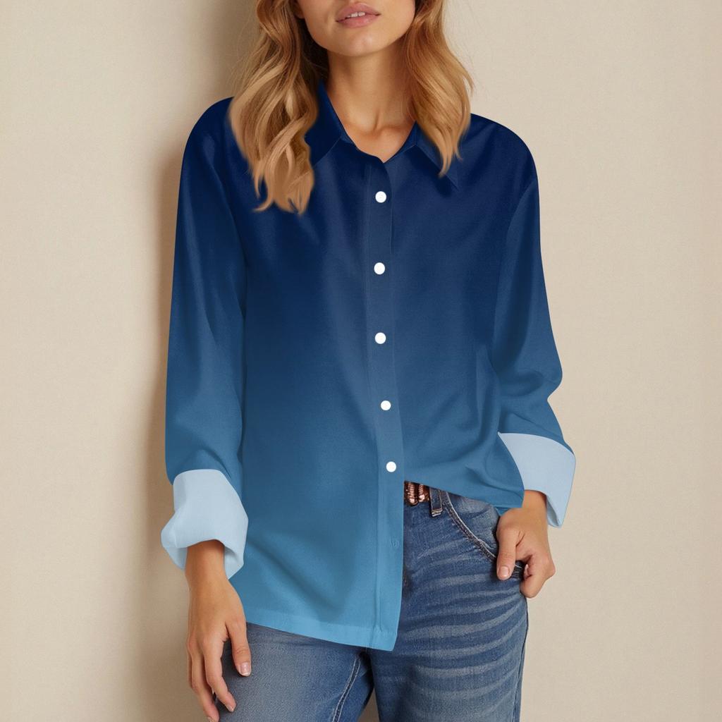 Skjorte for kvinner Bluse med knapp Langermet Uformell Basic skjortekrage Vanlig topp