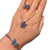 Tiktok Live S925 Silver Needle Sea Blue Butterfly Three Piece Set Bracelet Necklace Ring Earnail Wedding Jewelry