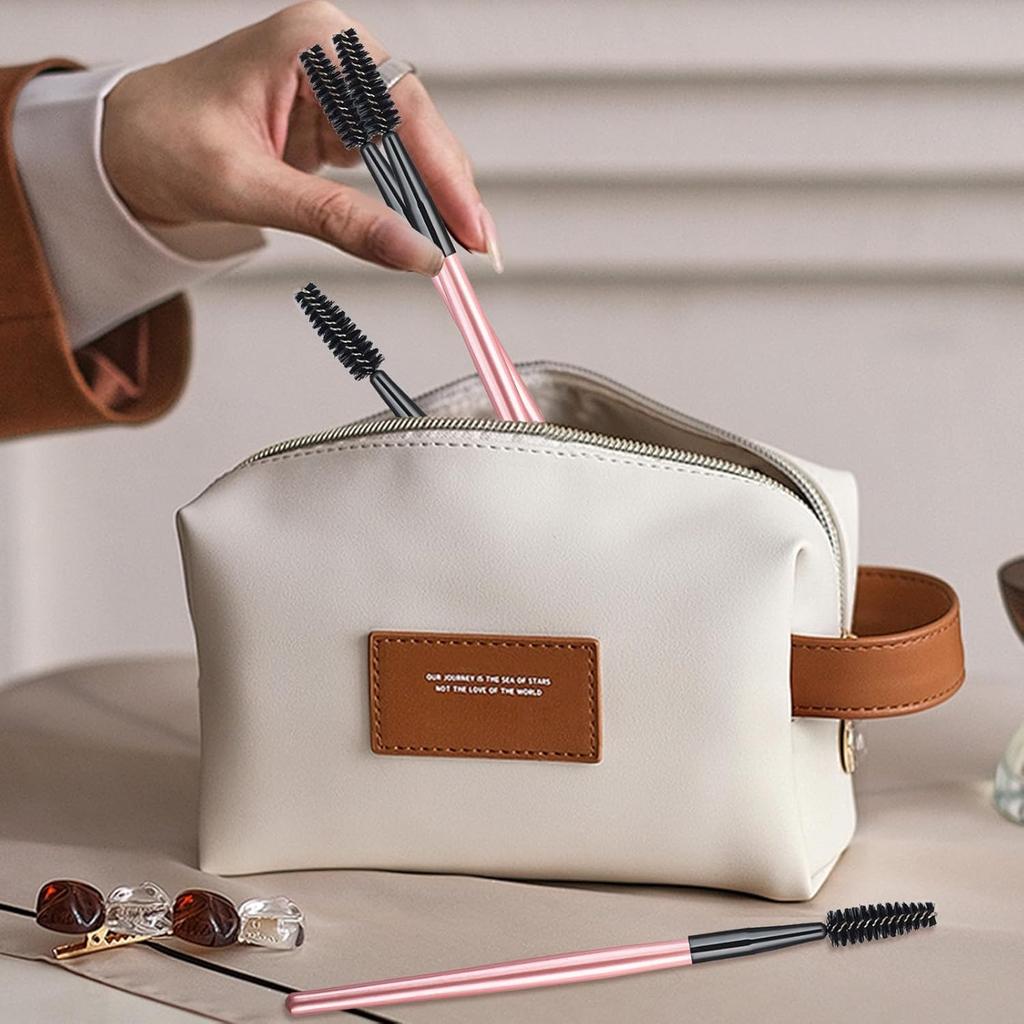 4Pcs Mascara Brush Wands Makeup Lash Spoolies Eyelash Eyebrow Brushes Spooly Applicators for Extensions Reusable(Pink)