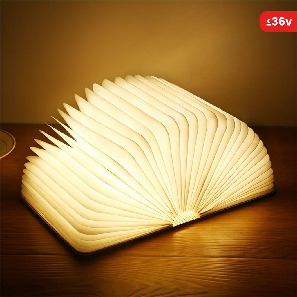 1pc Creative Folding LED Book Lamp - Rechargeable, 3-Color Changing Soft Light, Eye-Care Table Lamp for Bedroom Decor,USB Powered,Warm Ambient Glow