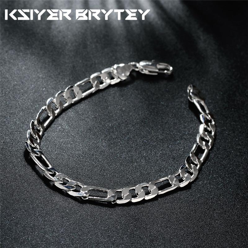 

925 Sterling Silver Charm Classic 6MM Chain Bracelets for Women Men Fashion Party Wedding Accessories Jewelry Christmas Gifts