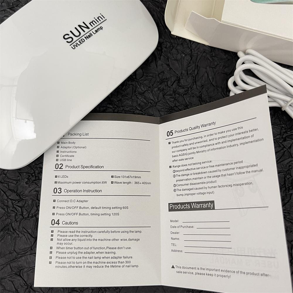 Mini 6W sušička nehtů LED UV lampa Micro USB gelový lak vytvrzovací stroj na nehty 6LED korálky manikúra nehtový nástroj