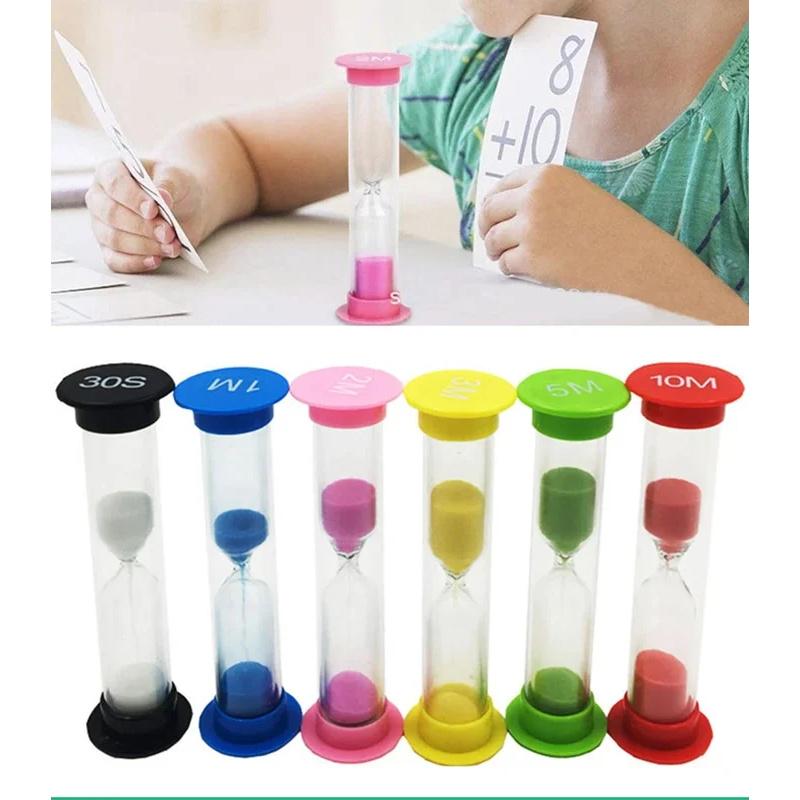 6 Pcs Colorful Sand Timer Set, Hourglasses For Shower/Bathroom Timer & Home Decoration, Kids Educational Time Management Kit