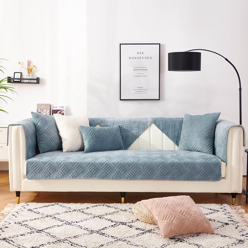 Pernă de canapea matlasată din pluș de toamnă și iarnă, modernă, simplă, anti-alunecare, super moale, pernă de canapea prosop