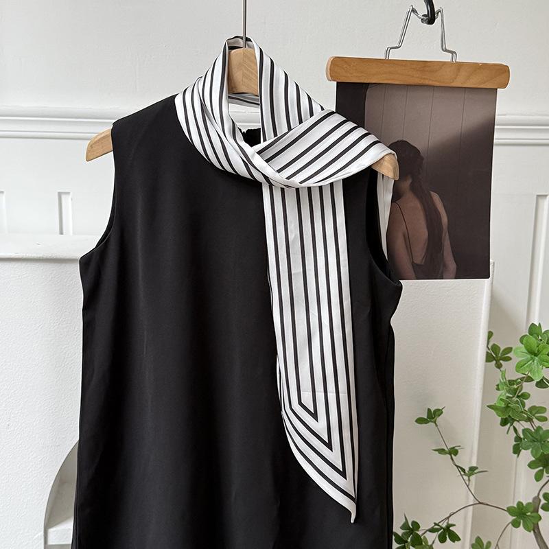 Silk scarf atmosphere, new long silk scarf, streamer, women's high-end sense, matching shirt, small scarf, headscarf, headband.