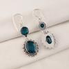 Apatite Gemstone 925 Sterling Silver Handmade Drop Earrings 2.2" , Elegant Earrings, Mother's Day Gift VEE-3-8