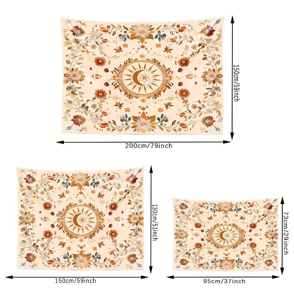 1 Piece Bohemian Sun and Moon Floral Tapestry - Polyester Peach Skin Wall Hanging for Bedroom Aesthetic, Space Theme Art Decor