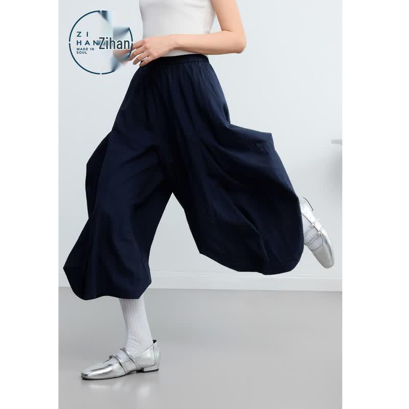 ZIHAN Women s Lyocell Blend Cropped Wide-Leg Culottes M