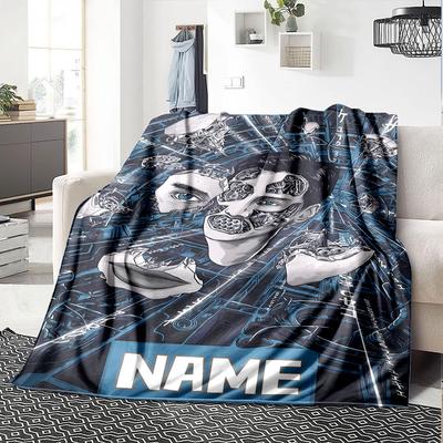 Mechanical Human Face In Futuristic Circuitry Lightweight Customizable Blanket Personalized Name Warmthful Decor For Sofa Couch Office Bed Picnics For