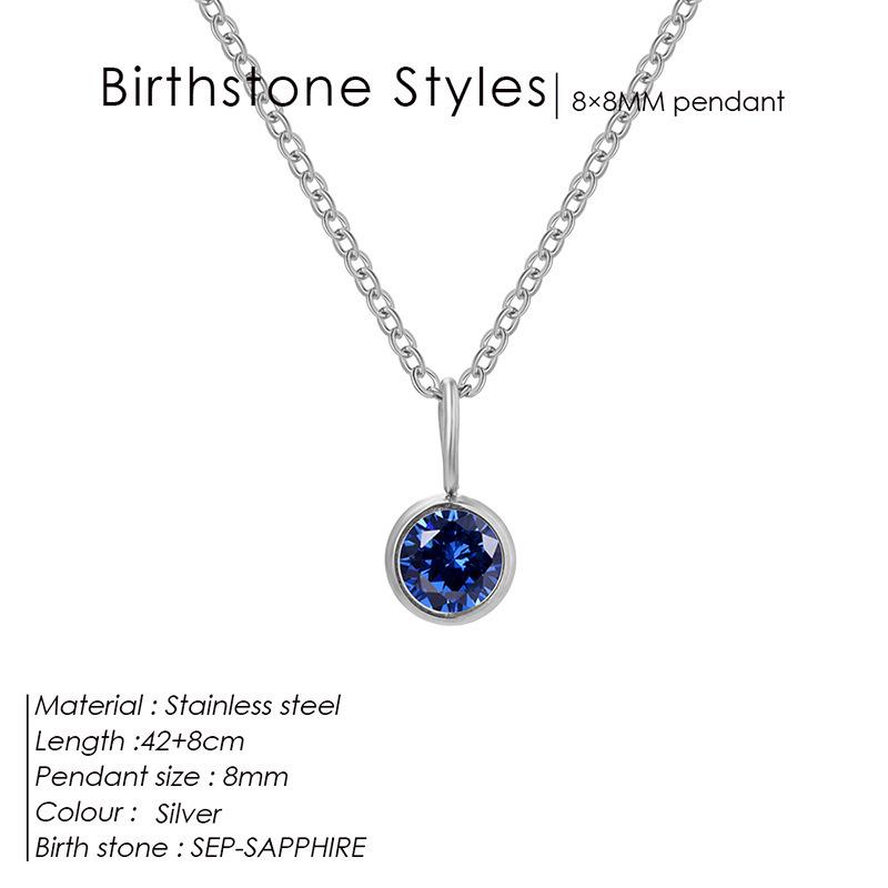 European & American Luxury Colorful Rhinestone Pendant Necklace - December Birthstone Stainless Steel Jewelry