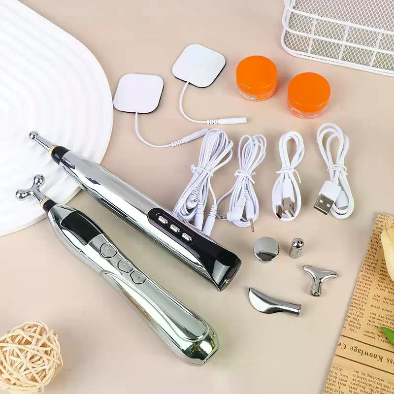 Electric Laser Acupuncture Pen Point Massage Meridian With Electrode Pad Electronic Body Head Back Neck Leg Massage Pen