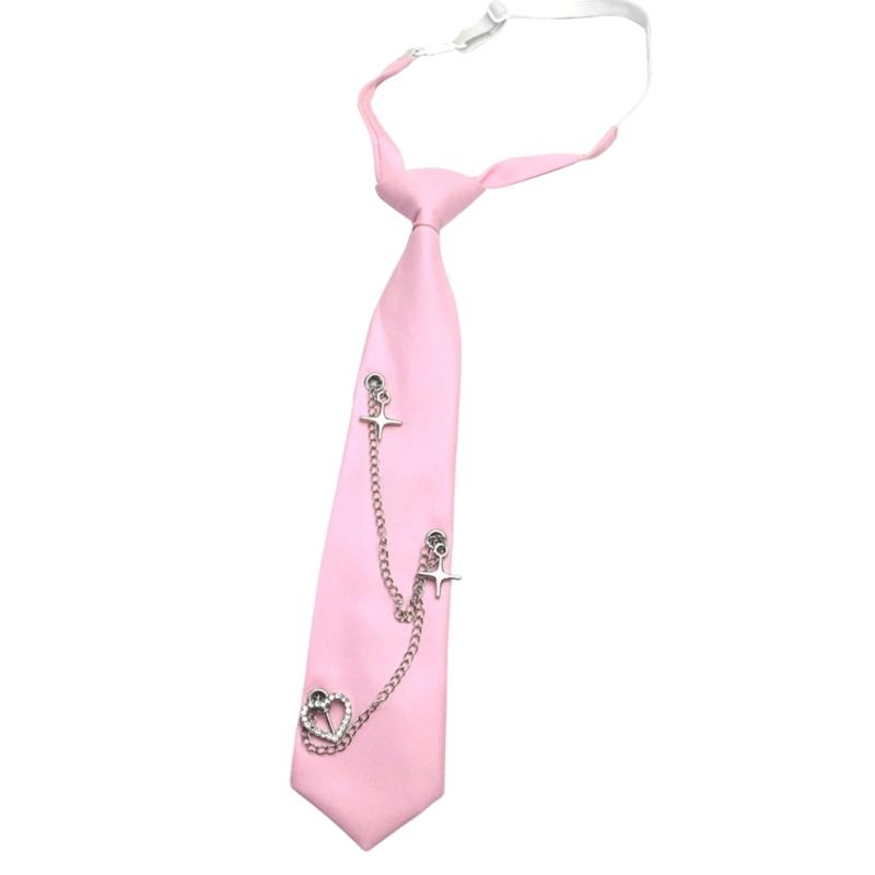 Ready Tied Metal Chain Necktie Academic Style Polyester Cloth For Students Professionals