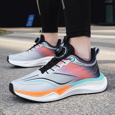Rotating Button Men's Shoes Breathable Spring and Autumn Popcorn Sneakers for Teenagers Ultra-light Cushioned Running Shoes