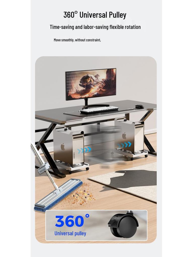 Movable Desktop Computer Stand and Storage Rack