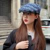 Washed Denim Forward Hat Women's Spring and Summer Retro Face Small Beret Wearing a Big Head Circumference Painter Hat