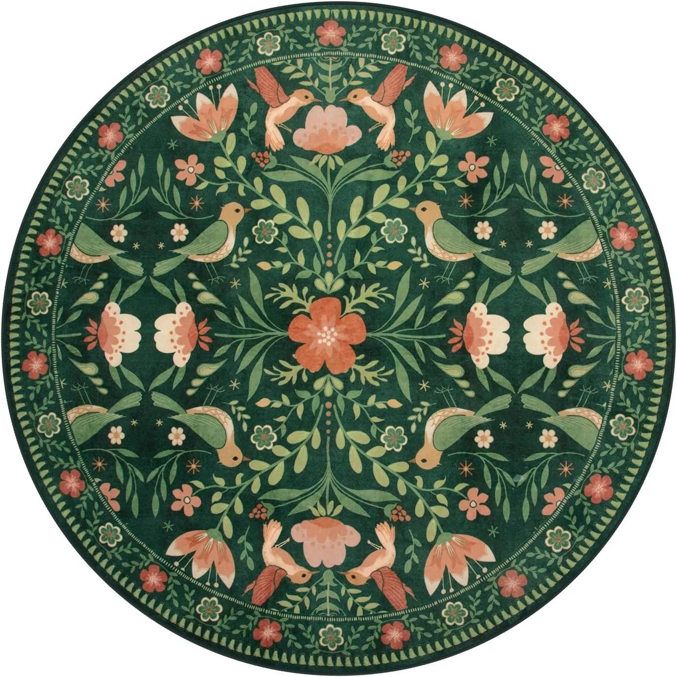 

Round Rug – Foldable Machine Washable Area Carpet for Living Room Bedroom Entryway Decor 60cm