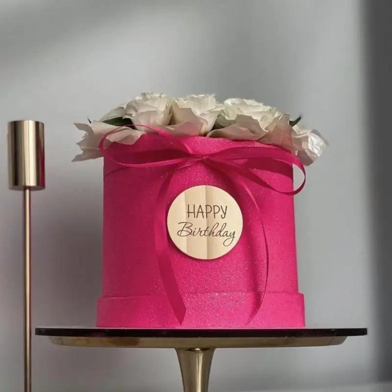 

10 шт. украшения для торта «С Днем Рождения» золотые акриловые круглые украшения для кексов для детей на день рождения, вечеринку в честь рождения ребенка, инструменты для декора торта