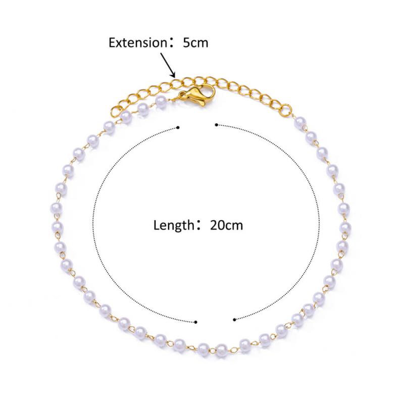 Anklets for Women Artificial Pearl Stainless Steel Chain Anklet Summer Beach Accessories Foot Leg Bracelets Decoration Jewelry