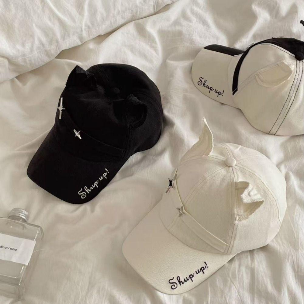 Cotton Baseball Caps Fox Ear Peaked Cap Unisex Sunscreen Hat  Spring Autumn