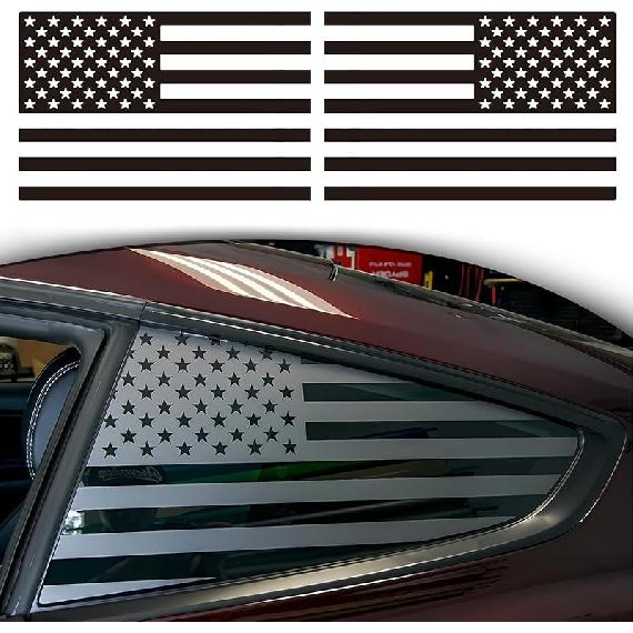 Rear Quarter Window Leopard Cheetah Decal For Car SUV Trucks, Universal Matte Back Leopard Cheetah Side Window Vinyl Sticker, Free Tallation Tools (A American Flag