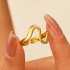 2026 Trendy Cold Style Geometric Curve Open Ring Adjustable Stainless Steel Fashion Jewelry for Women Men Not Easy To Fade