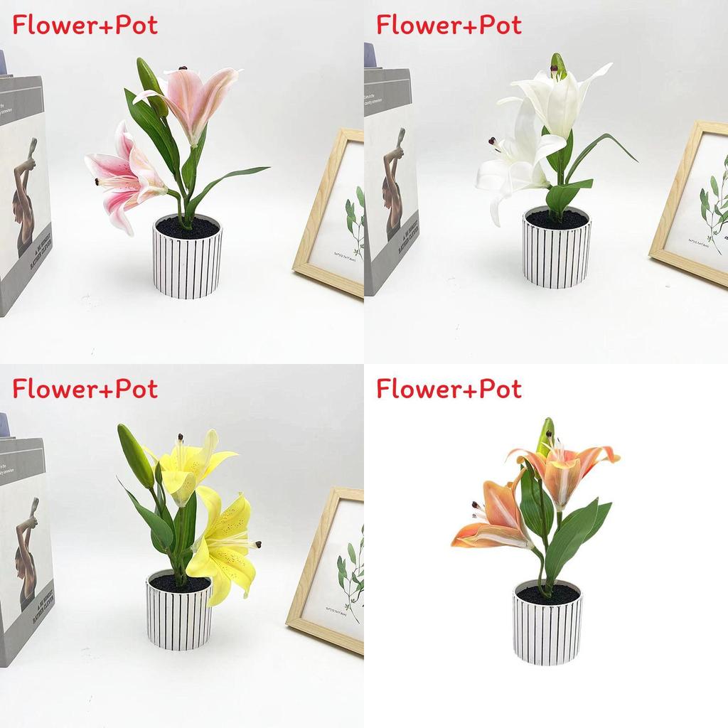 Konstgjord liljekonstverk med realistiska blad för evenemangsinredning och fotorekvisita