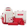 Five-Piece Backpack Set Women's Bear Printed Backpack Student Color Contrast Schoolbag