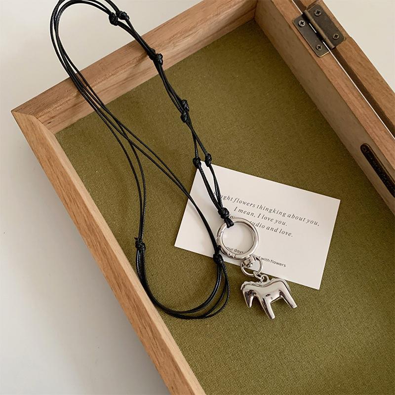 

Pony Pendant Long Necklace For Women Men Hip-Hop Punk Sweater Chain Jewelry