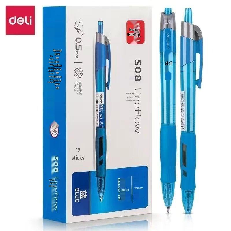 Deli Zhen S08 Black Gel Pen 0.5mm Bullet Tip, Elegant Design for Office & Student Use
