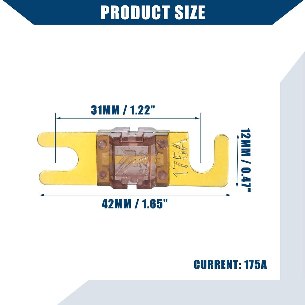 Hihaha Mini ANL Fuse 175A / Car Audio CD Fuse / Durable / 5 Pack Golden Tan