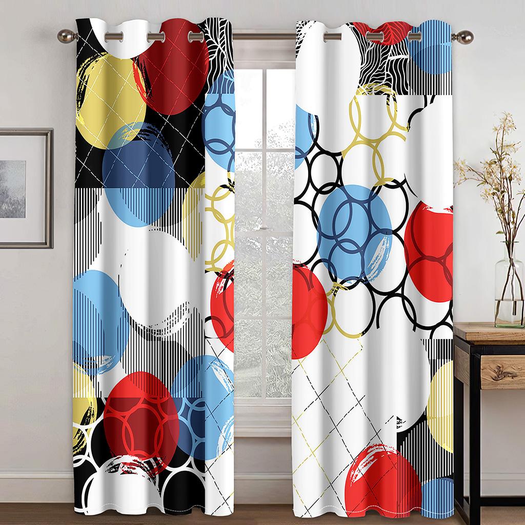 Cheap 240*270CM Abstract Art Modern Simple Black Face Thin Windows Curtains for Living Room Bedroom Decor 2 Pieces Free Shipping