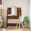 VidaXL Dressing Table with LED Lights, Makeup Table with 2 Drawers and 4 Shelves, Cosmetic Table with Mirror Bedroom, 837897
