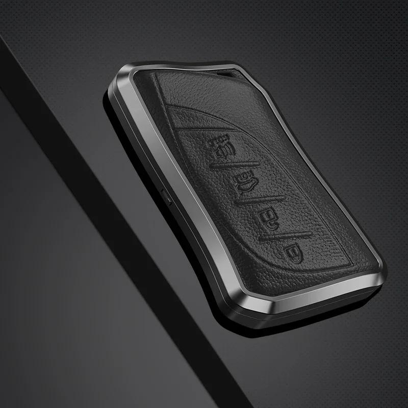 Alloy Leather Car Key Cover Shell For Lexus Es Nx Gs Rx Ux250 Ux260 Es350 3/4 Button Remote Holder Auto Accessories